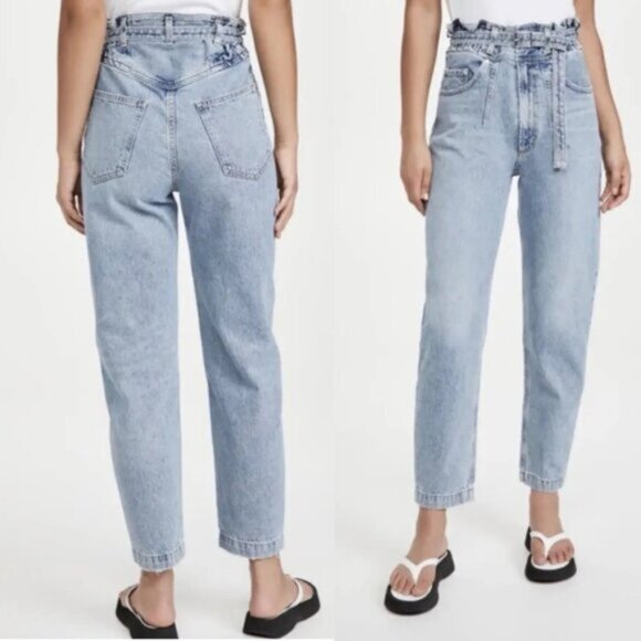 AGOLDE Riya Elasticated High Rise Peg Jeans In Traffic High Rise Cropped 27” - Picture 1 of 16